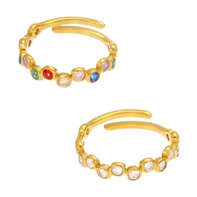 1 pezzo squisito anello da donna in acciaio inossidabile color oro con zirconi e pietre preziose h5 Immagine8