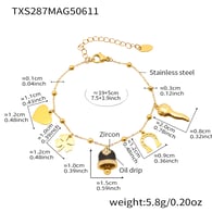 TXS287-Golden Black Bell Enamel Anklet 19+5cm Picture7
