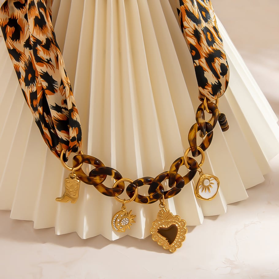 1 stuk luipaard stoffen hanger ketting Afbeelding3