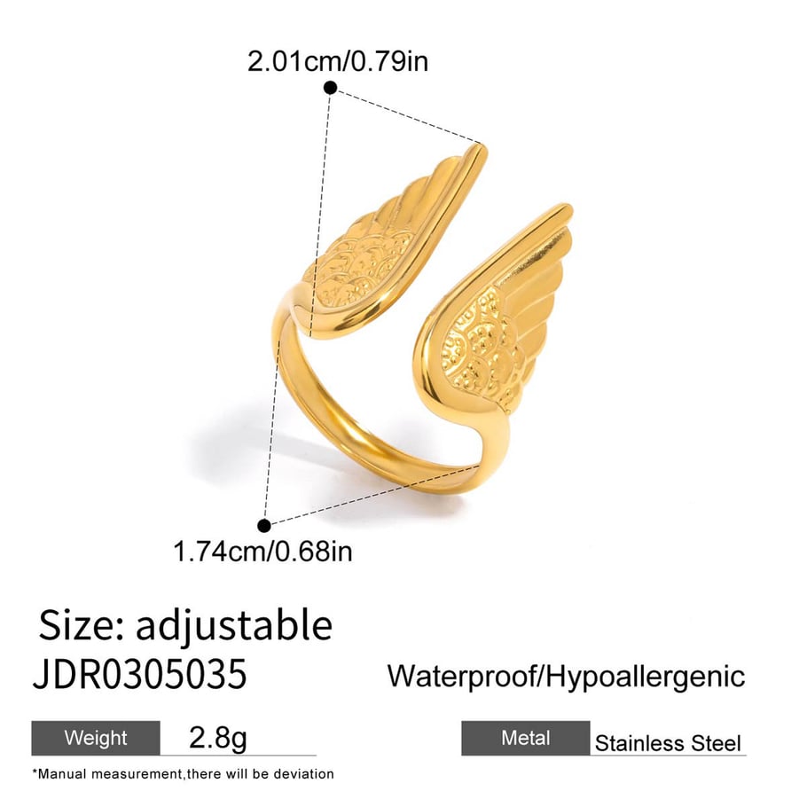 1 stuk Delicate Wings roestvrij staal goudkleurige statement ringen Afbeelding2