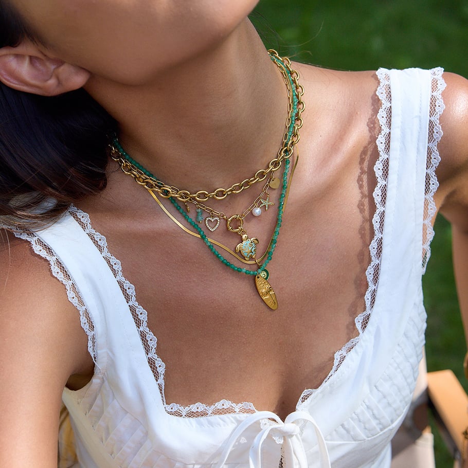 1 Piece Natural Green Turtle Stainless Steel Gold Color Women's Pendant Necklaces Picture4