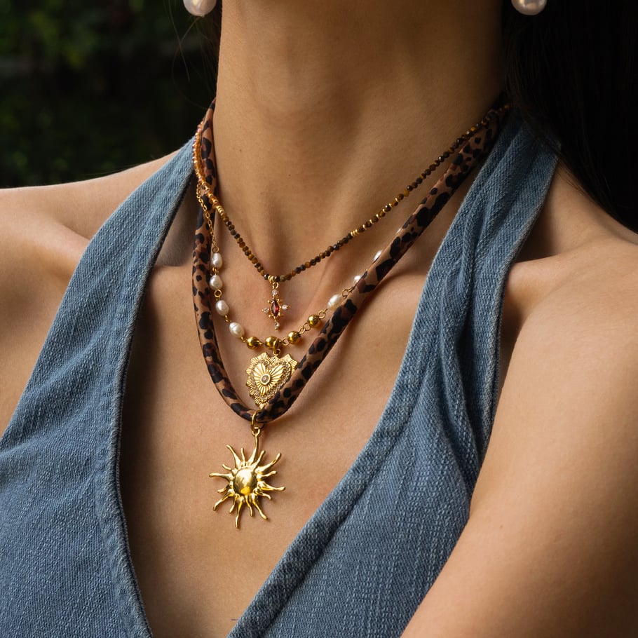 1 Piece Leopard Print Stainless Steel Gold Color Pendant Necklace Picture3