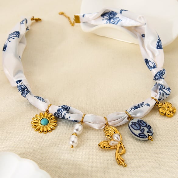 Collier pendentif en tissu 1 pièce 2