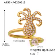 A752-Gold 5A Zircon Octopus Ring/No.7 Picture3