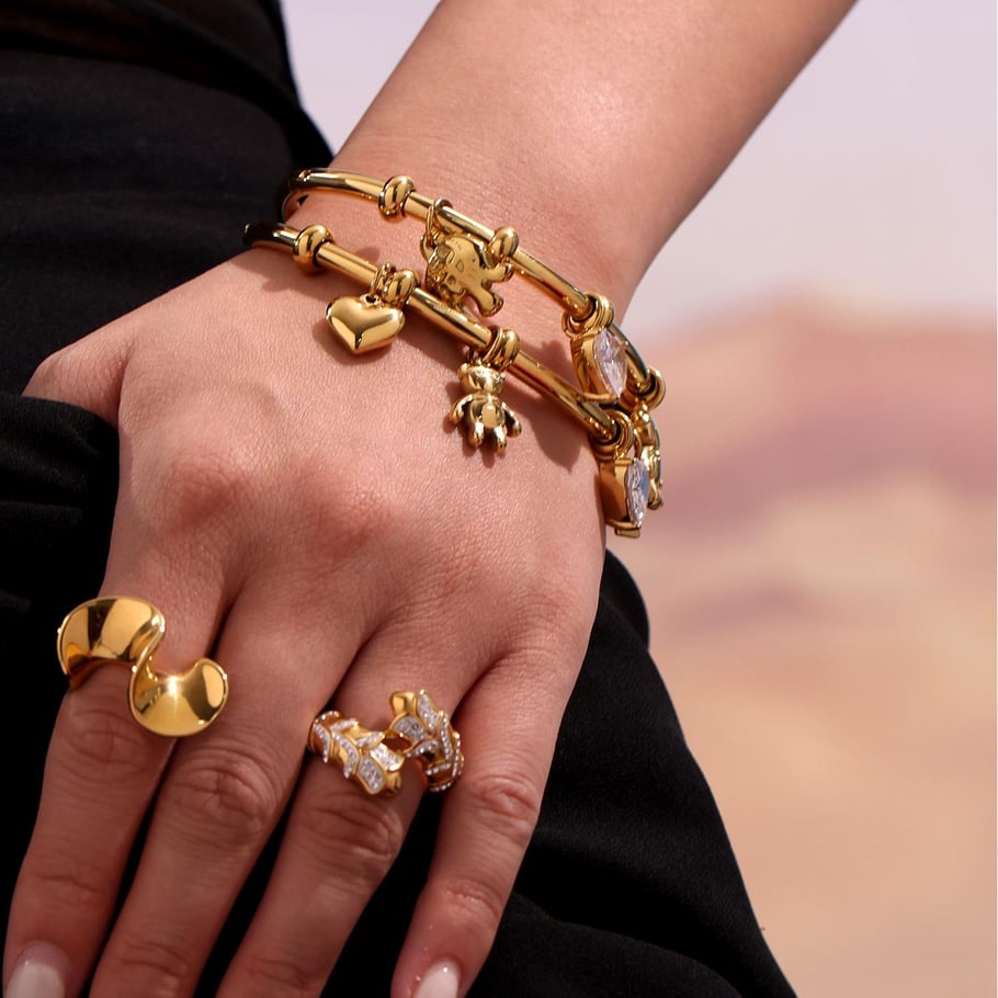 1 Piece Cute Bear Stainless Steel Gold Color Women's Charm Bracelets Picture4