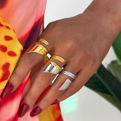 1 Piece  Casual Irregular Shape Stainless Steel  Gold Color  Statement Rings h5 Picture4