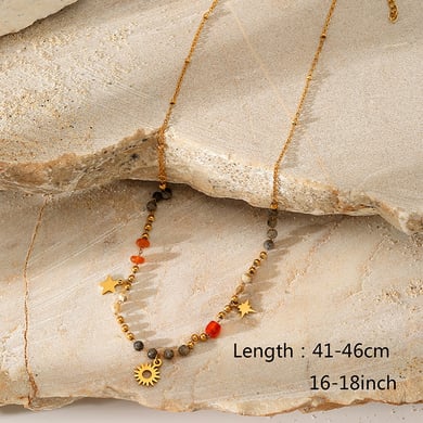 1 Piece Natural Stone Beaded Necklace h5 