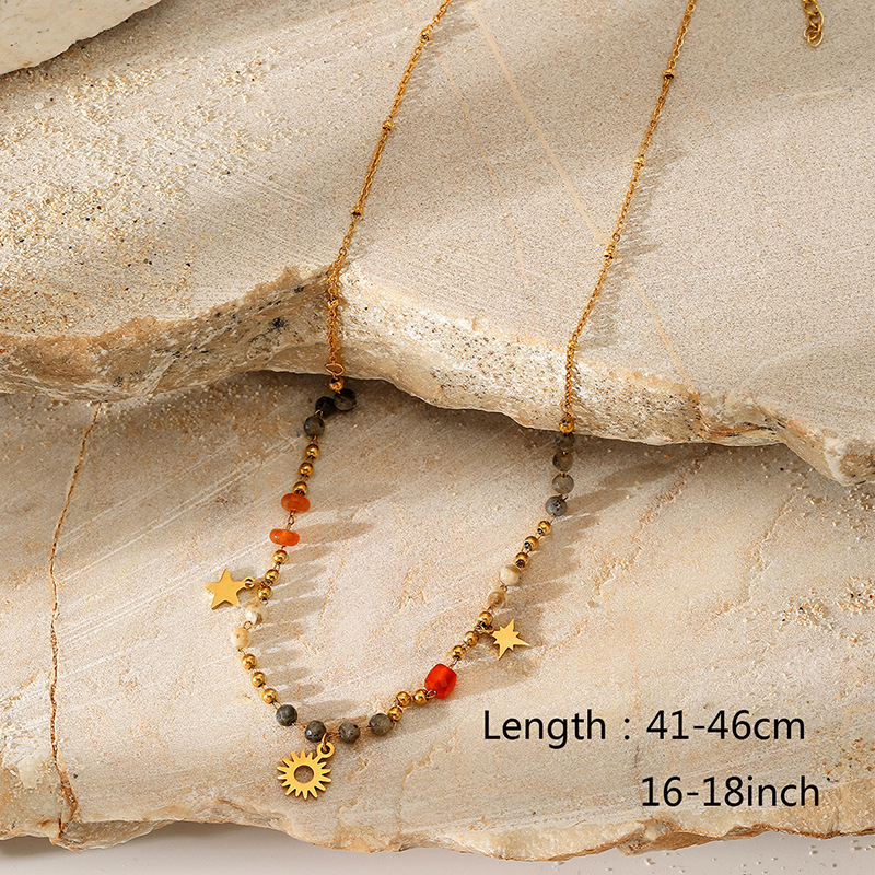 1 Piece Natural Stone Beaded Necklace 