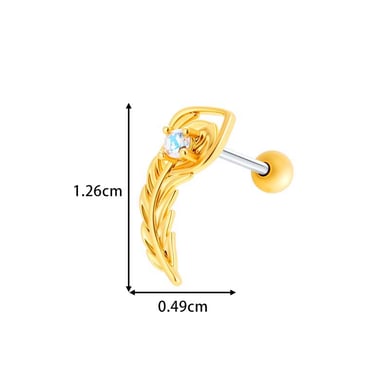 1 Piece Designable Unicorn Copper Gold Color Zircon Women's Piercing Earrings h5 Picture2