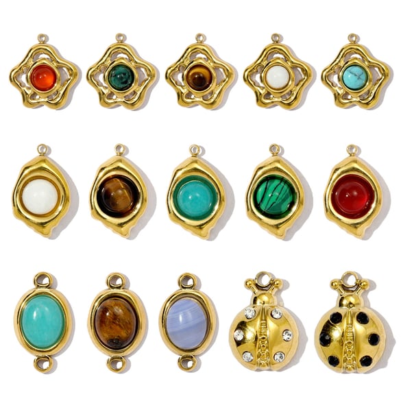 1 Piece Classic Flower Natural Stones Gold Color Women's Pendants
