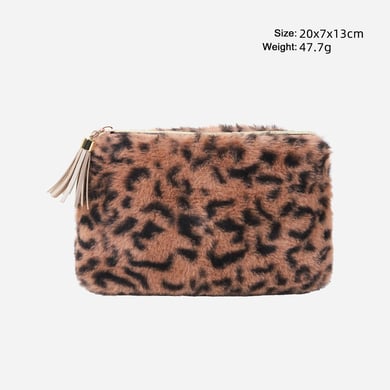 1 Stück Retro Leopard Plüsch Make-up Tasche h5 