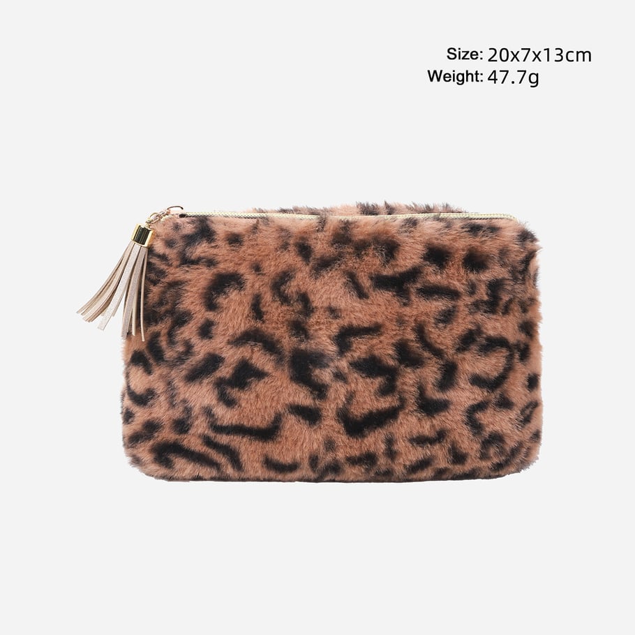 1 Stück Retro Leopard Plüsch Make-up Tasche 