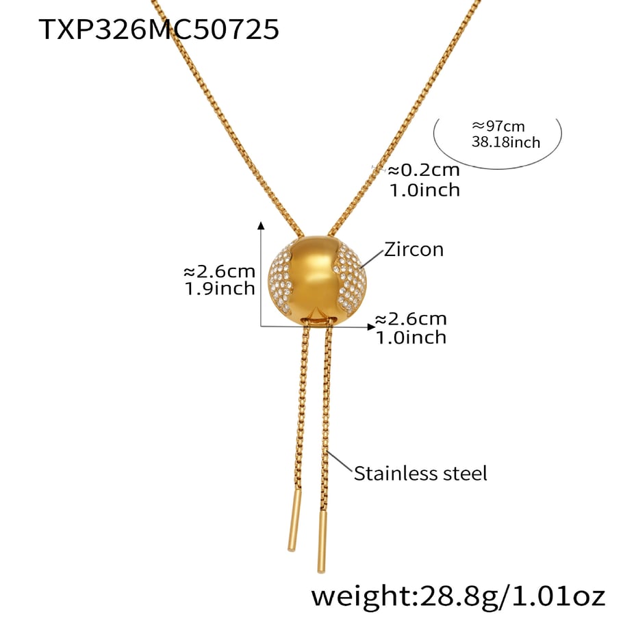 Set di gioielli da donna in acciaio inossidabile semicircolare color oro con zirconi, 1 pezzo 