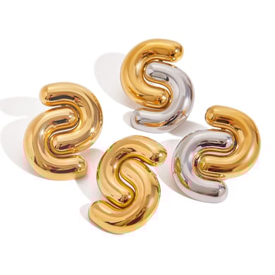 1 Pair Classic S Letter Stainless Steel Gold Color Women's Stud Earrings h5 Picture8
