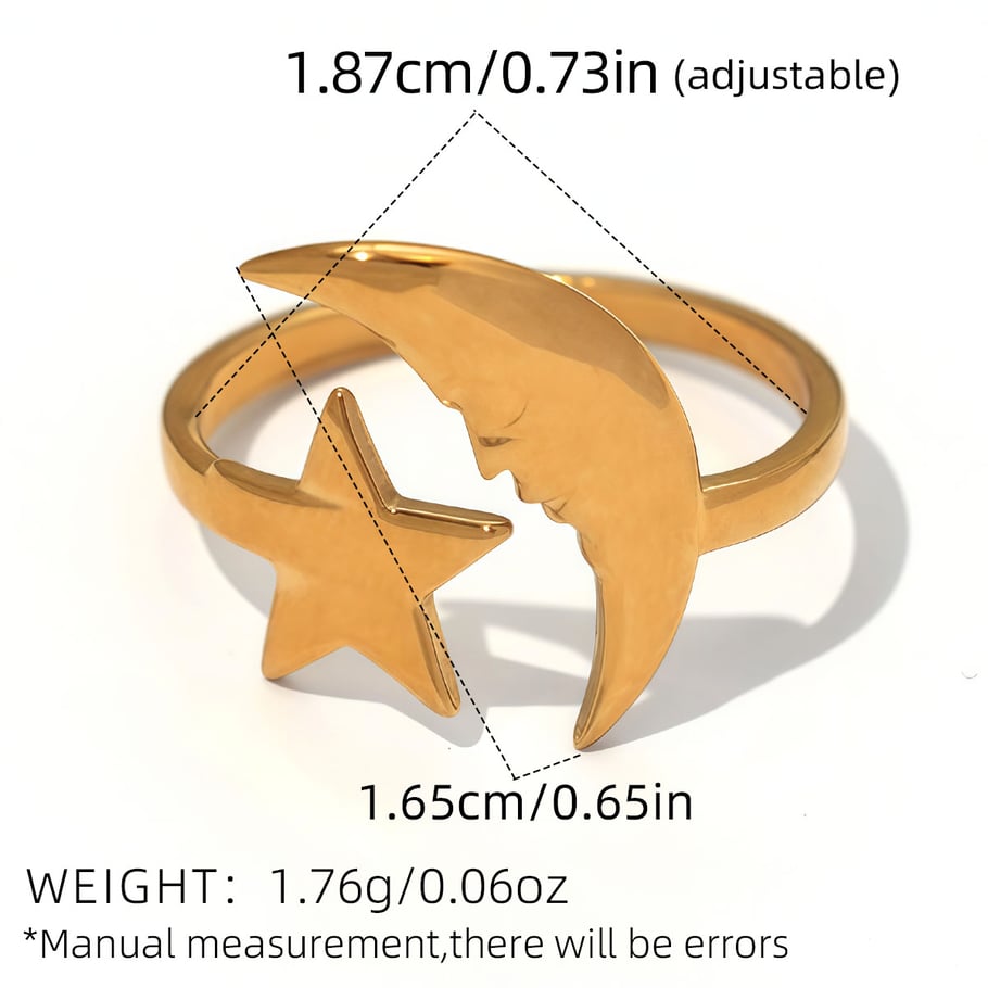 1 Piece Simple Casual Moon Stainless Steel  Gold Color  Statement Rings Picture2