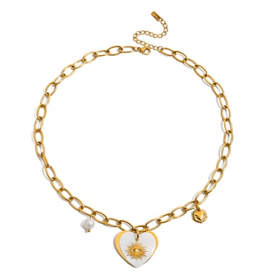 Collier avec pendentif en forme de cœur en acier inoxydable doré pour femme, 1 pièce h5 