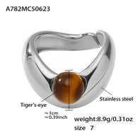 A782-Steel Tiger Eye Ring/No.7 Picture6