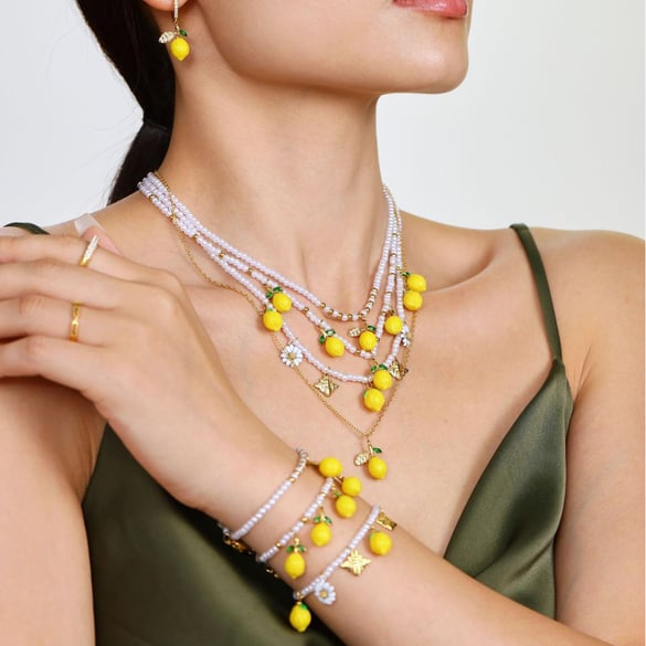 1 Piece Natural Lemon Stainless Steel Gold Color Women's Pendant Necklaces