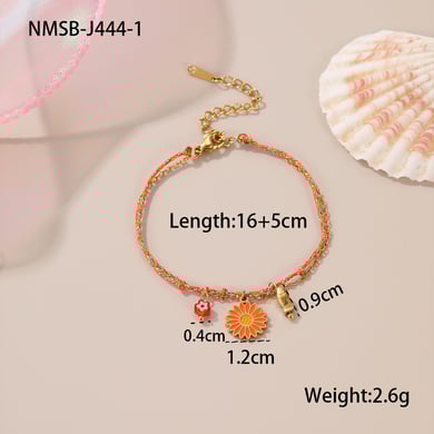 1 Piece Romantic Sweet Flower Stainless Steel Charm Bracelet h5 