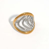 Gold and silver color/One size/1件戒指 Immagine3