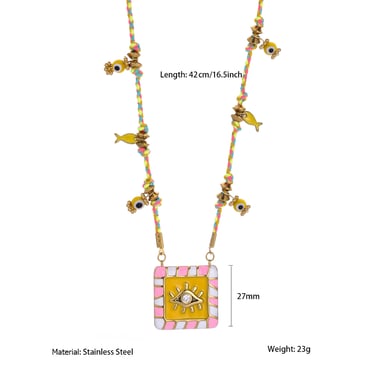 1 Piece Luxurious Devil's Eye Stainless Steel Gold Color Women's Pendant Necklaces h5 