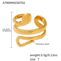 A786-Golden double snake ring/No.7 