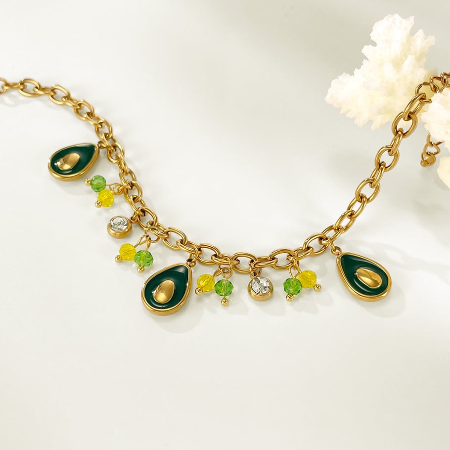 1 Piece Daily Avocado Stainless Steel Gold Color Women's Charm Bracelets Picture8
