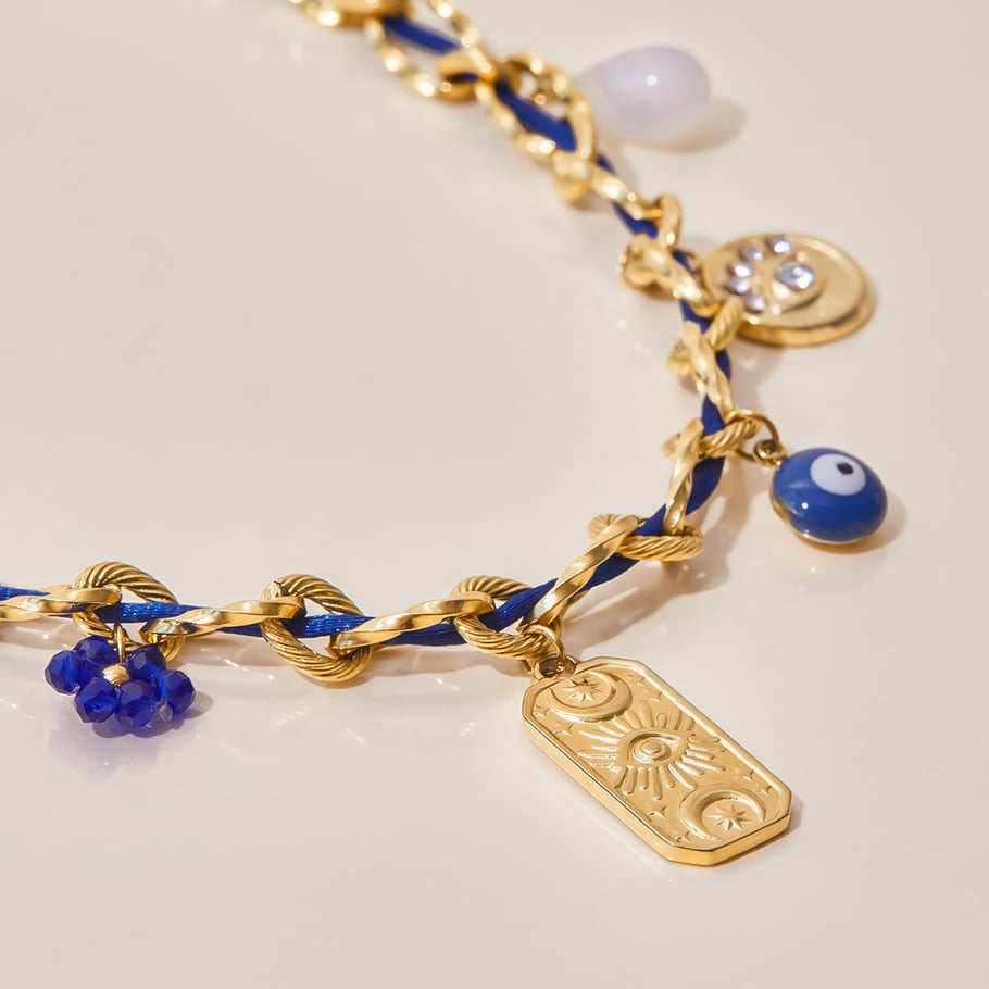 Collier pendentif rétro en acier inoxydable couleur or pour femme, motif tarot, 1 pièce Image6