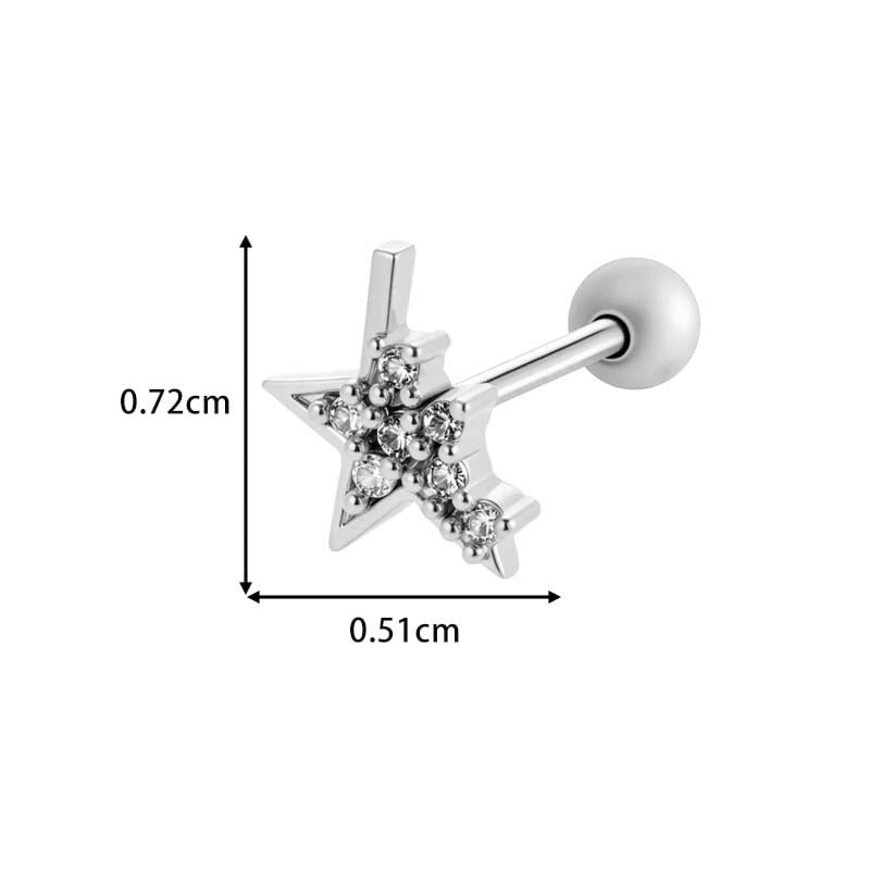 1 pieza de pendientes perforantes de unicornio de cobre, dorado y circonita para mujer. Imagen2