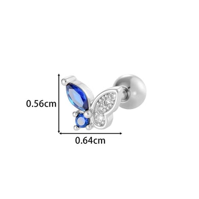 1 stuk vlinder koper goudkleurige zirkoon piercing oorbel h5 Afbeelding2