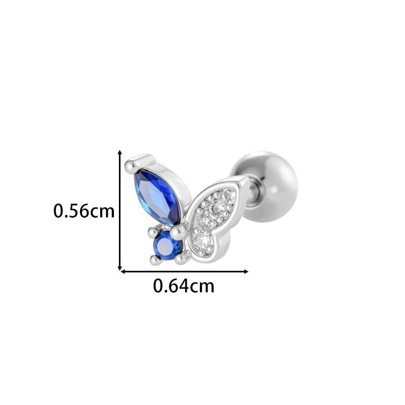 1 stuk vlinder koper goudkleurige zirkoon piercing oorbel Afbeelding2