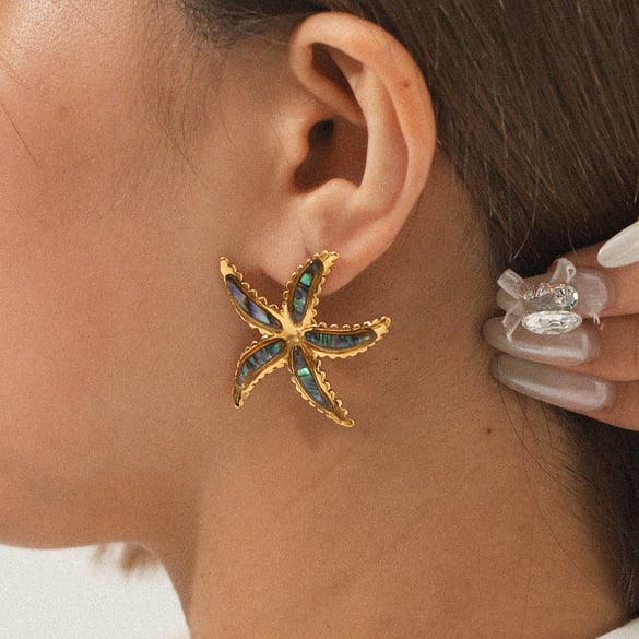 1 Pair Simple Daily Starfish Stainless Steel Gold Color Women's Stud Earrings 2