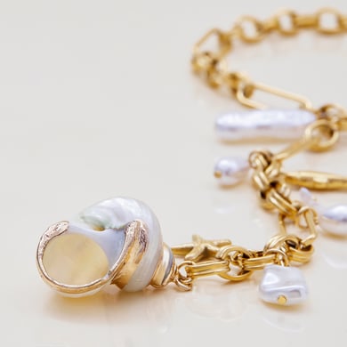 Collier avec pendentif coquillage en acier inoxydable doré pour femme, 1 pièce h5 Image9
