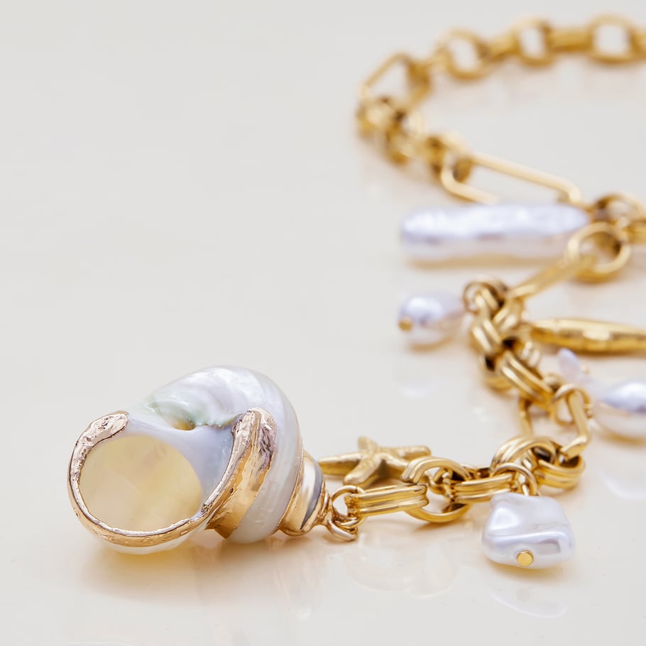 Collier avec pendentif coquillage en acier inoxydable doré pour femme, 1 pièce Image9