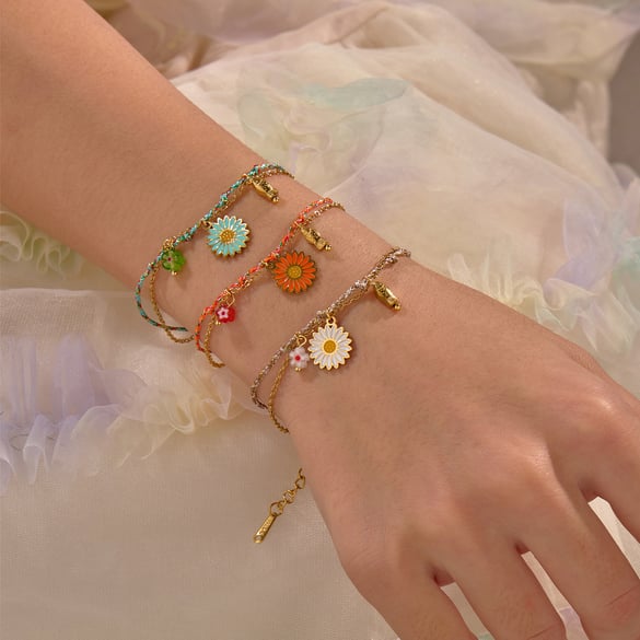 1 Piece Romantic Sweet Flower Stainless Steel Charm Bracelet