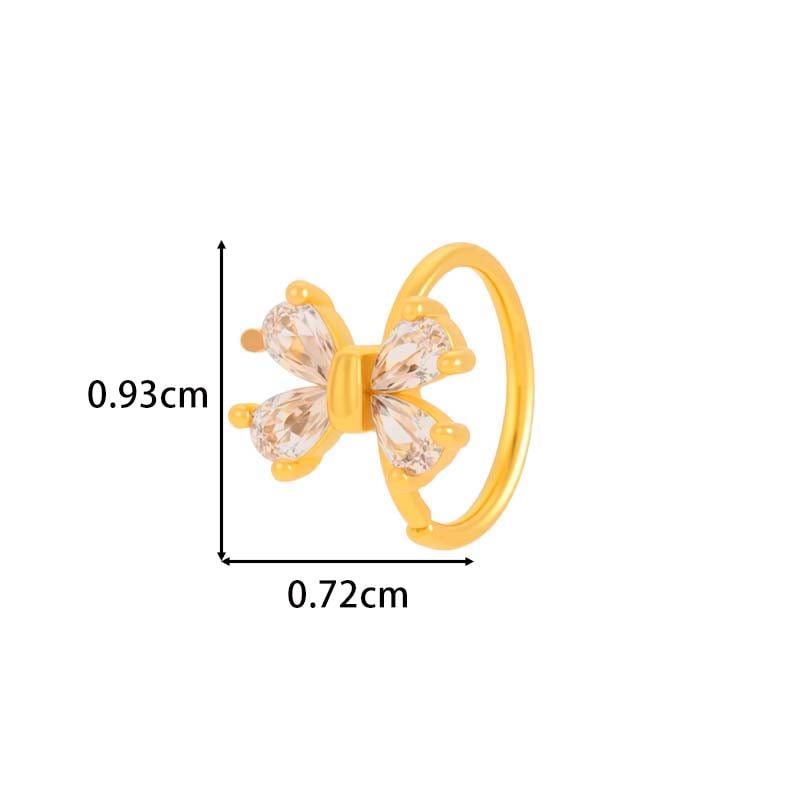 1 Piece Heart Copper Gold Color Zircon Nose Ring h5Picture2