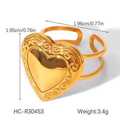 1 Stück Simple Series Daily Heart Statement-Ringe aus Edelstahl in Goldfarbe h5 Bild2