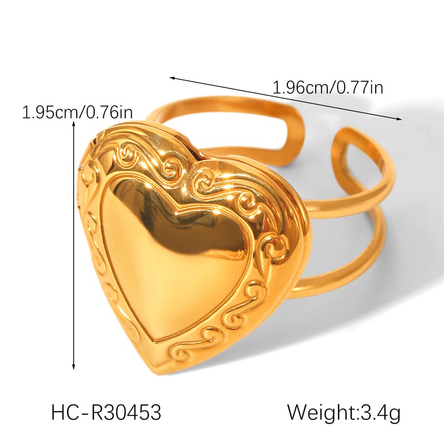 1 Stück Simple Series Daily Heart Statement-Ringe aus Edelstahl in Goldfarbe Bild2