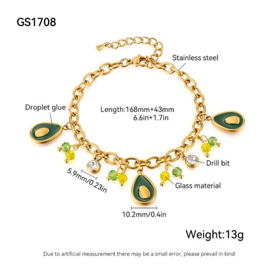 1 Piece Daily Avocado Stainless Steel Gold Color Women's Charm Bracelets h5 Picture2