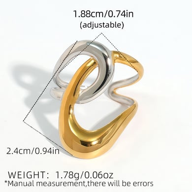 1 Stück Simple Series Casual Lines Edelstahl Goldfarbe Minimalistische Ringe h5 Bild2