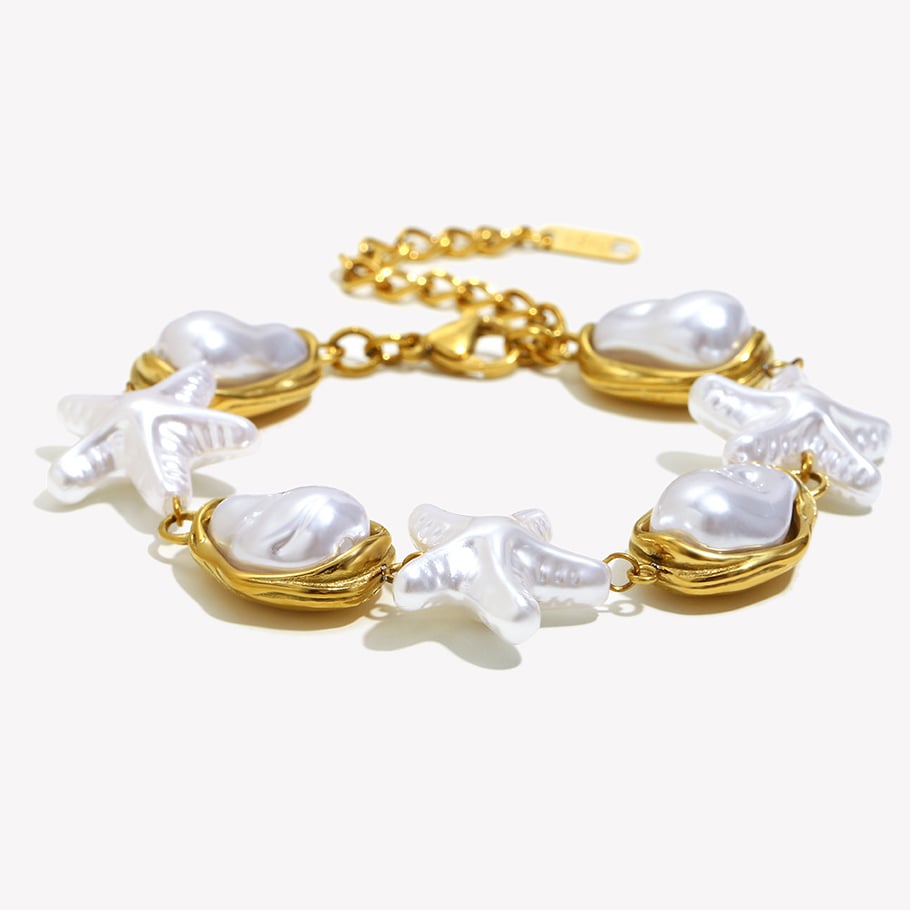 1 Piece Simple Series Elegant Irregular Shape Stainless Steel  Women's Beaded Bracelets 