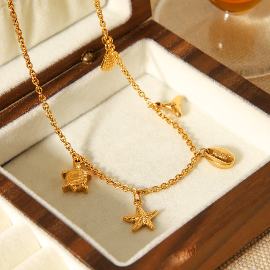 1 Piece Oceanic Turtle Stainless Steel Gold Color Women's Pendant Necklaces Picture6