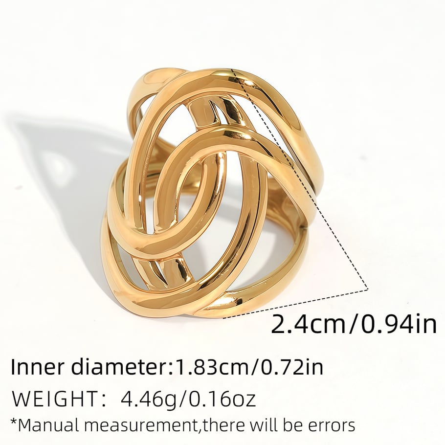 1 pezzo semplice casual forma irregolare anelli in acciaio inossidabile color oro Immagine2