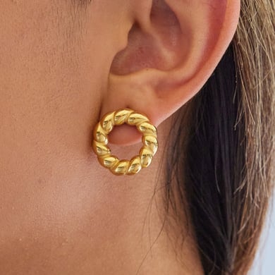 1 Pair Simple Twisted Knot Stainless Steel Gold Color Women's Stud Earrings h5 Picture3