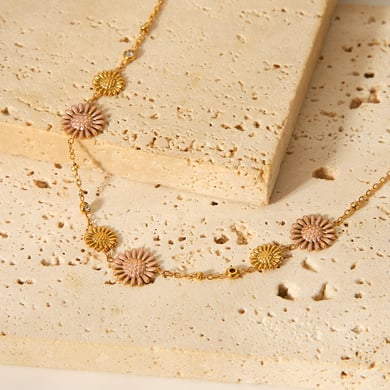 1 Stück Damen-Kettenhalsketten aus Edelstahl mit täglicher Blume h5 Bild5