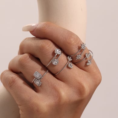 1 Piece Luxurious Heart Stainless Steel Gold Color Women's Gemstone Rings h5 Picture6