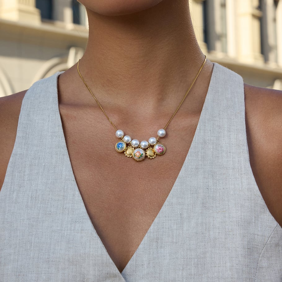 Collier avec pendentif en forme de fleur en acier inoxydable doré pour femme, 1 pièce h5Image5