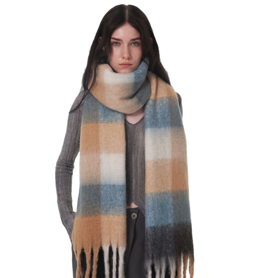 1 Stück Retro Plaid Polyester Damen Winterschals Bild4