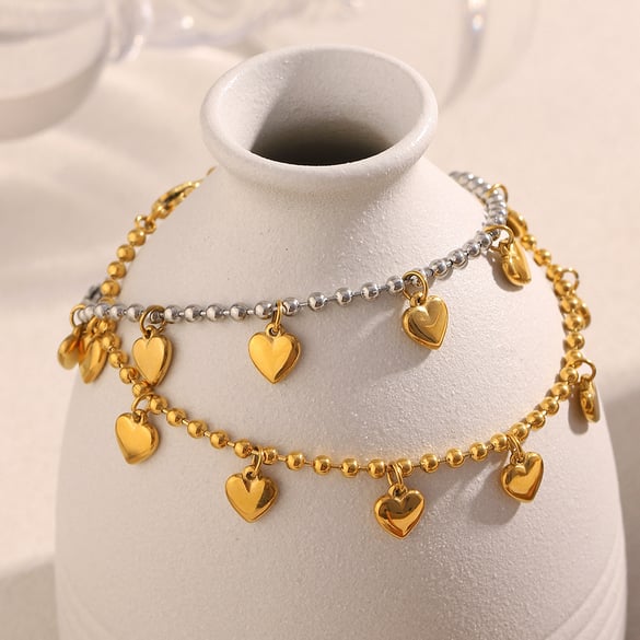 1 Piece Sweet Heart Stainless Steel Gold Color Women's Charm Bracelets