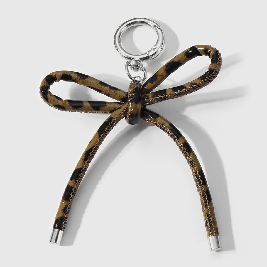 1 pièce de breloque de sac à nœud papillon imprimé léopard 